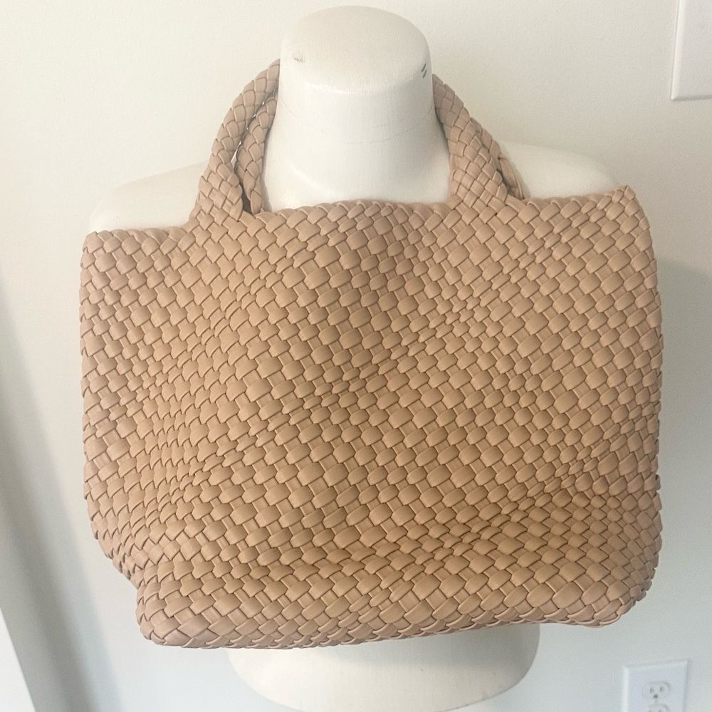 Vegan Leather Tan Hand Held Tote Bag